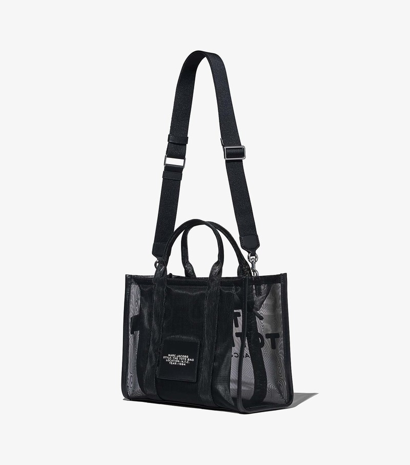 Torby Tote Damskie Marc Jacobs Mesh Medium Czarne | 27NHUALKY