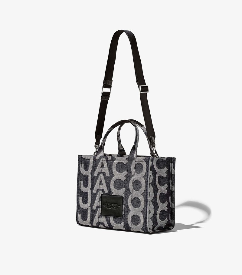 Torby Tote Damskie Marc Jacobs Monogram Denim Medium Szare | 85IWGQZHB