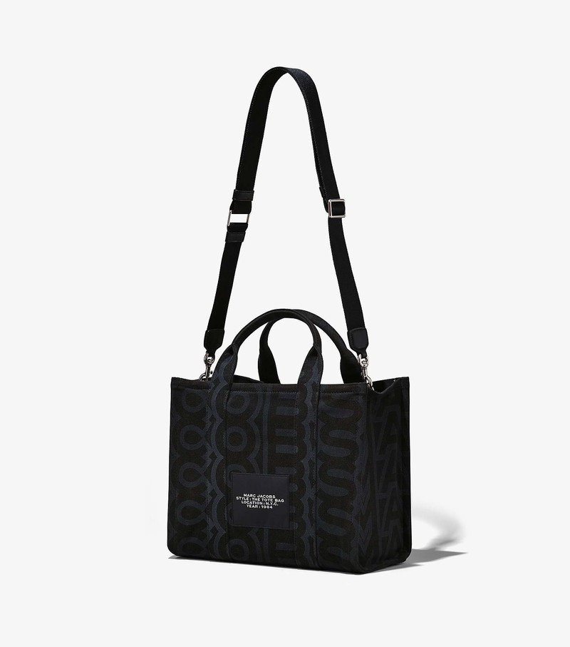 Torby Tote Damskie Marc Jacobs Outline Monogram Medium Czarne | 23GSDLCFZ