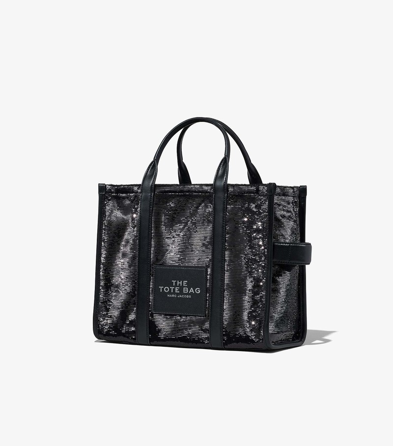 Torby Tote Damskie Marc Jacobs Sequin Medium Czarne | 98CUAYTXD