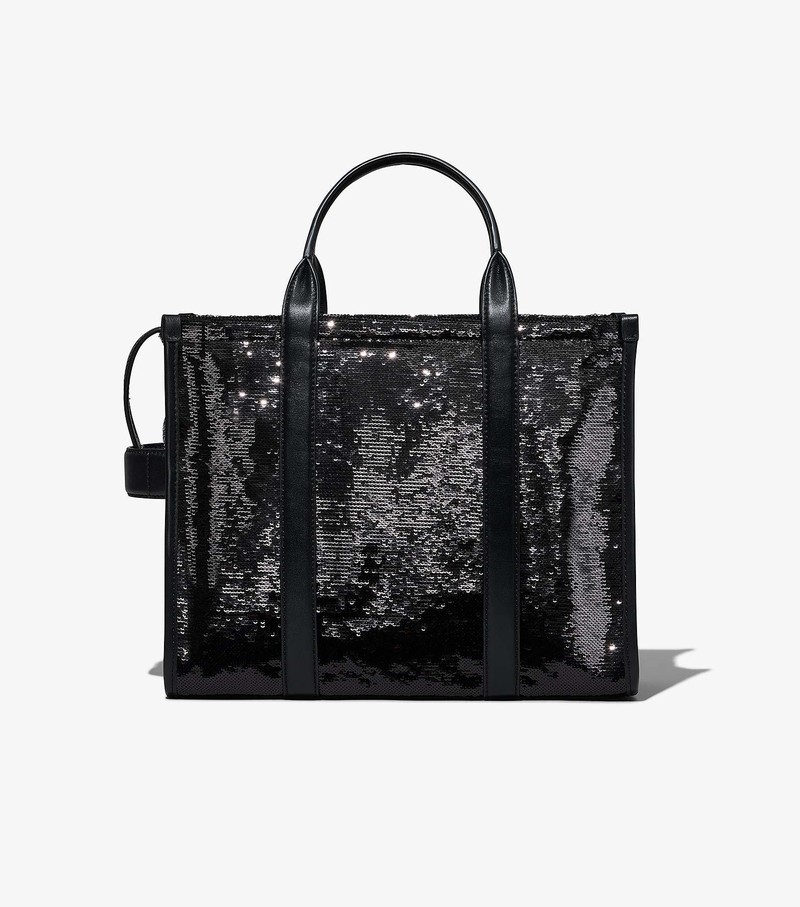 Torby Tote Damskie Marc Jacobs Sequin Medium Czarne | 98CUAYTXD