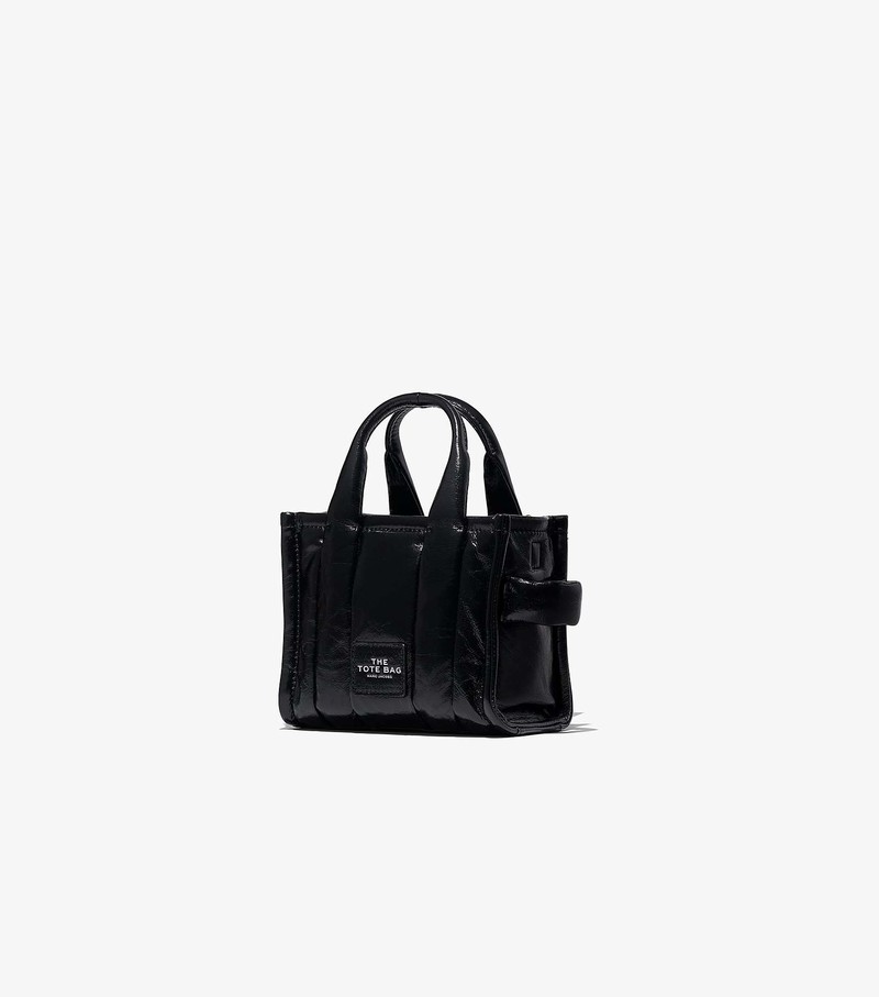 Torby Tote Damskie Marc Jacobs Shiny Crinkle Micro Czarne | 54EOKWRLV