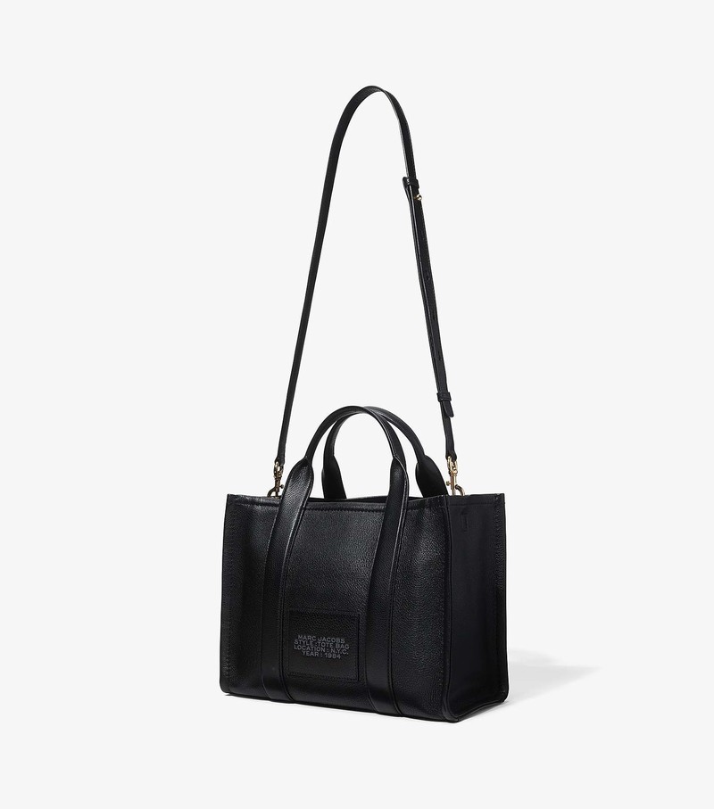 Torby Tote Damskie Marc Jacobs Skórzane Medium Czarne | 01XHYOMTL