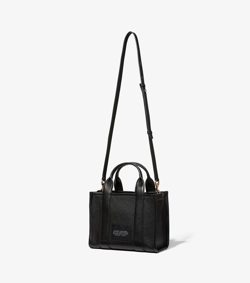 Torby Tote Damskie Marc Jacobs Skórzane Mini Czarne | 19ANITQYB