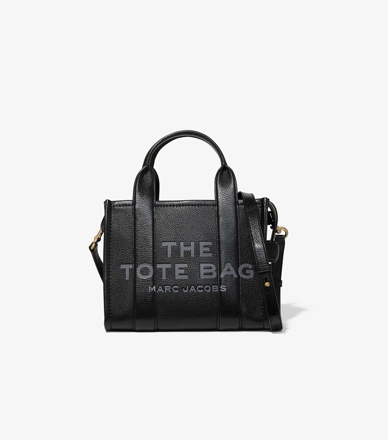 Torby Tote Damskie Marc Jacobs Skórzane Mini Czarne | 19ANITQYB