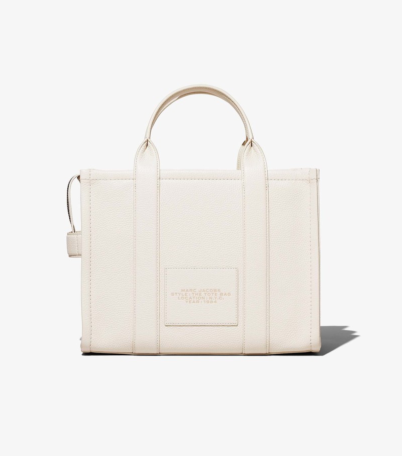 Torby Tote Damskie Marc Jacobs Skórzane Medium Białe | 29IADCBJU