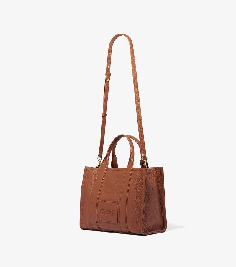 Torby Tote Damskie Marc Jacobs Skórzane Medium Brązowe | 51LUCBFKG