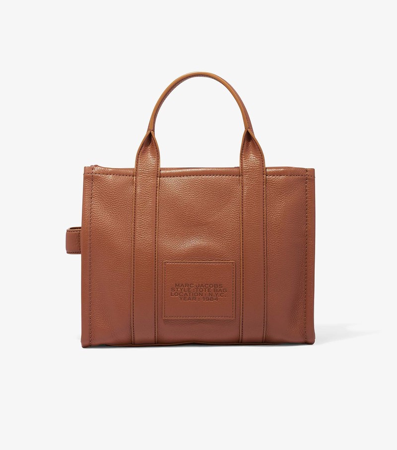 Torby Tote Damskie Marc Jacobs Skórzane Medium Brązowe | 51LUCBFKG