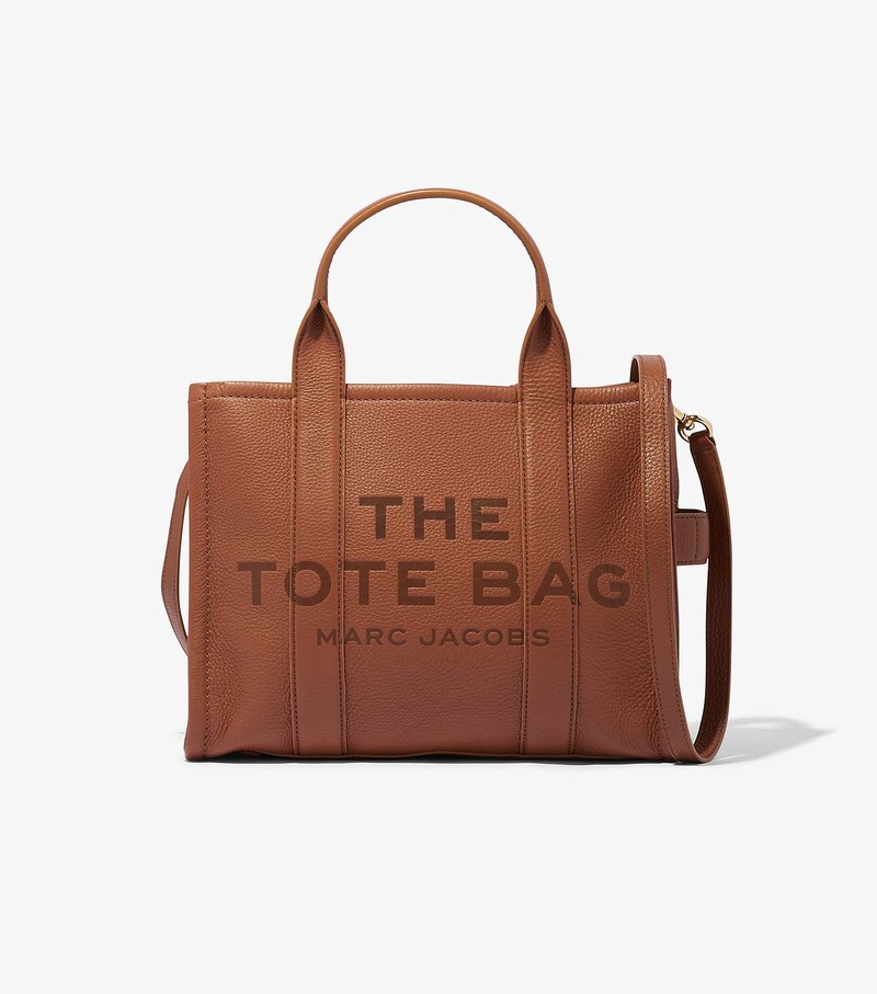 Torby Tote Damskie Marc Jacobs Skórzane Medium Brązowe | 51LUCBFKG