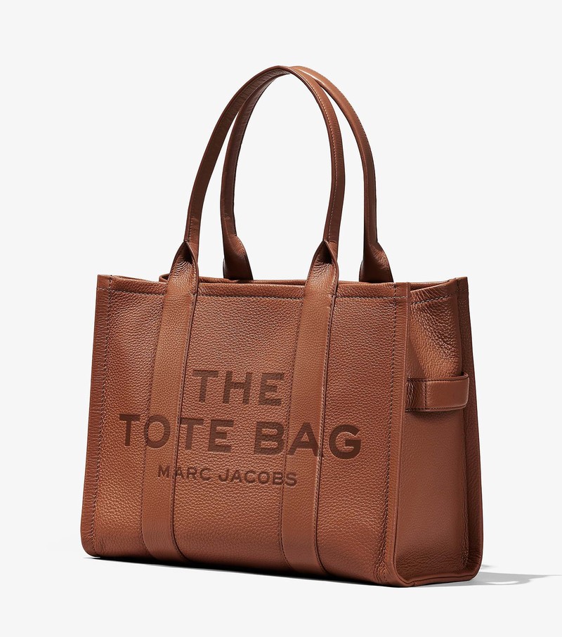 Torby Tote Damskie Marc Jacobs Skórzane Large Brązowe | 58IESLZDY