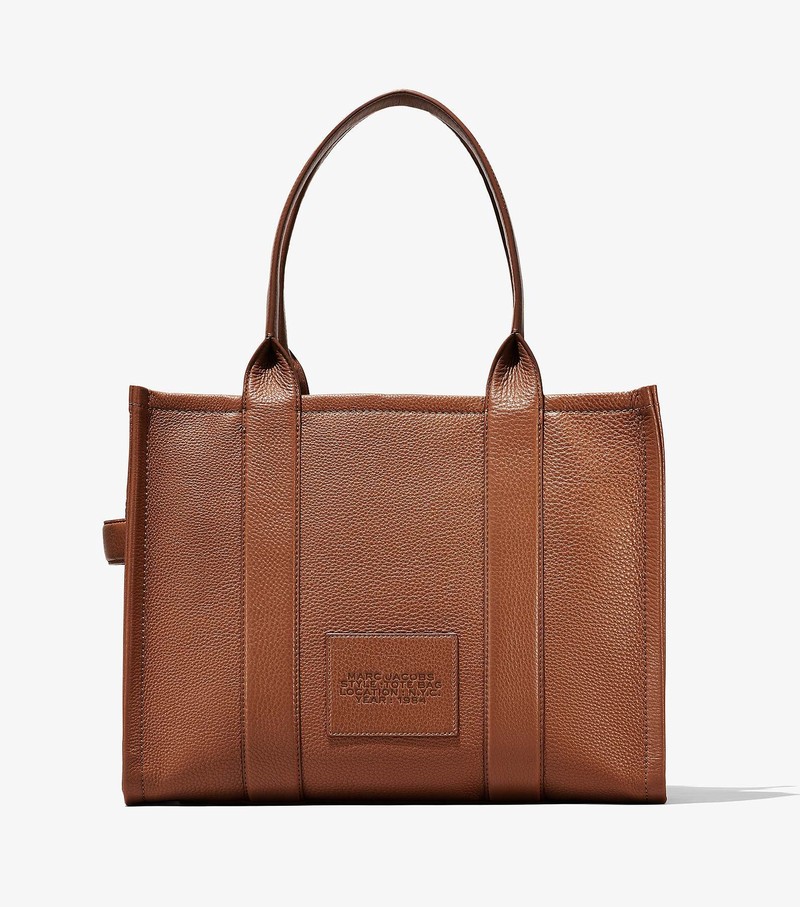 Torby Tote Damskie Marc Jacobs Skórzane Large Brązowe | 58IESLZDY