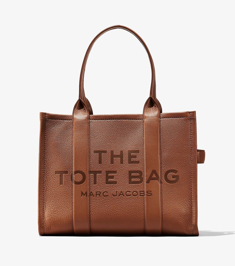 Torby Tote Damskie Marc Jacobs Skórzane Large Brązowe | 58IESLZDY