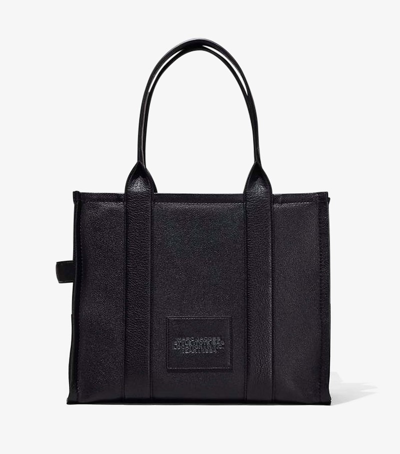 Torby Tote Damskie Marc Jacobs Skórzane Large Czarne | 68TYWUJCB