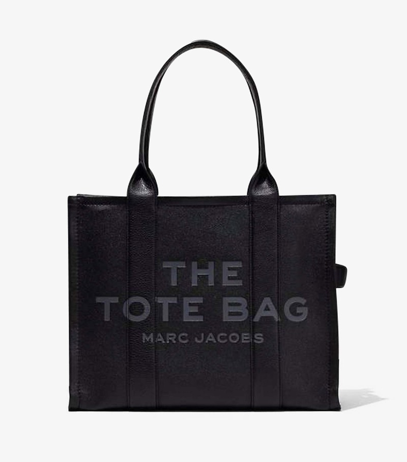 Torby Tote Damskie Marc Jacobs Skórzane Large Czarne | 68TYWUJCB