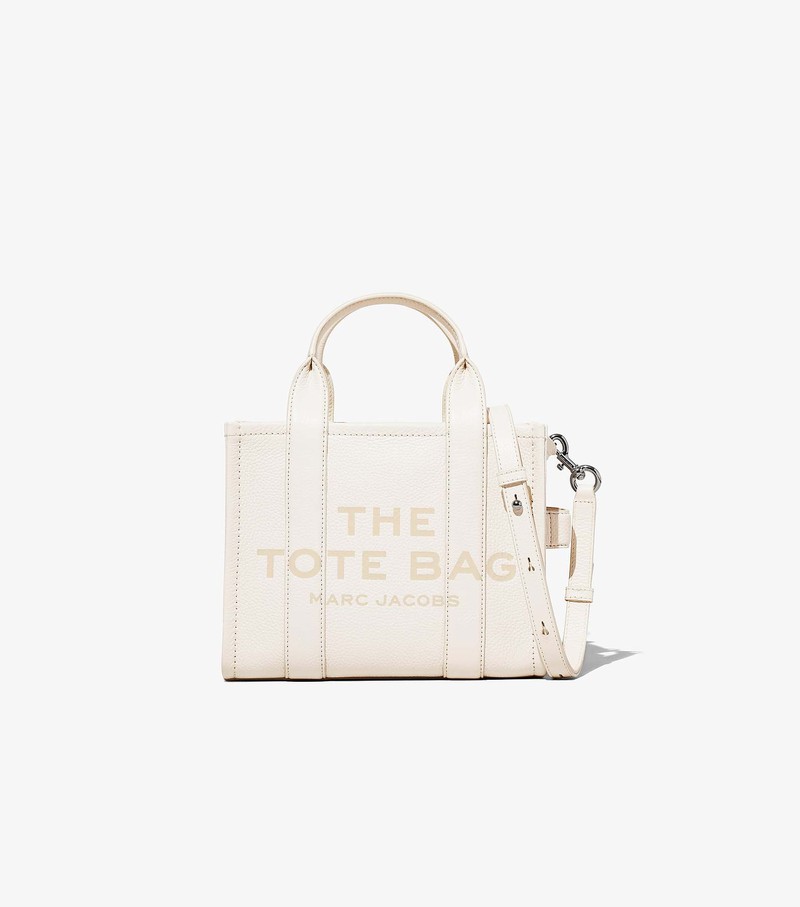 Torby Tote Damskie Marc Jacobs Skórzane Mini Białe | 71REFVILA