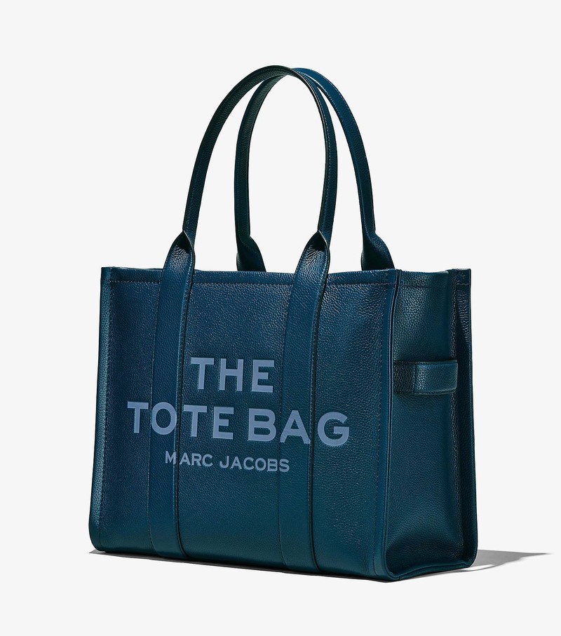 Torby Tote Damskie Marc Jacobs Skórzane Large Granatowe | 74VYIKXZQ