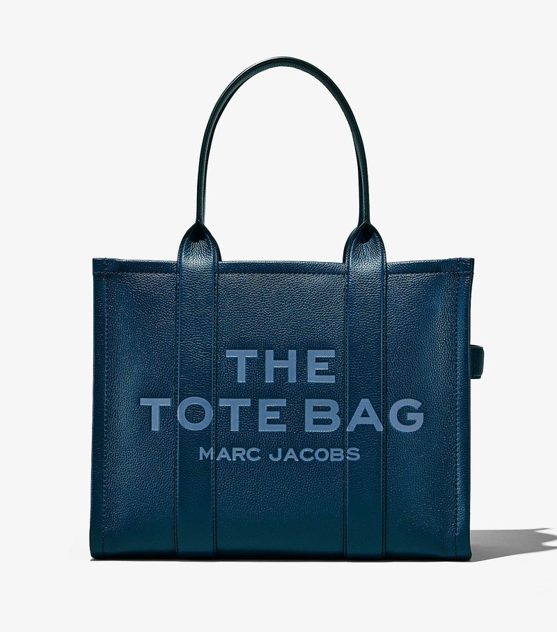 Torby Tote Damskie Marc Jacobs Skórzane Large Granatowe | 74VYIKXZQ