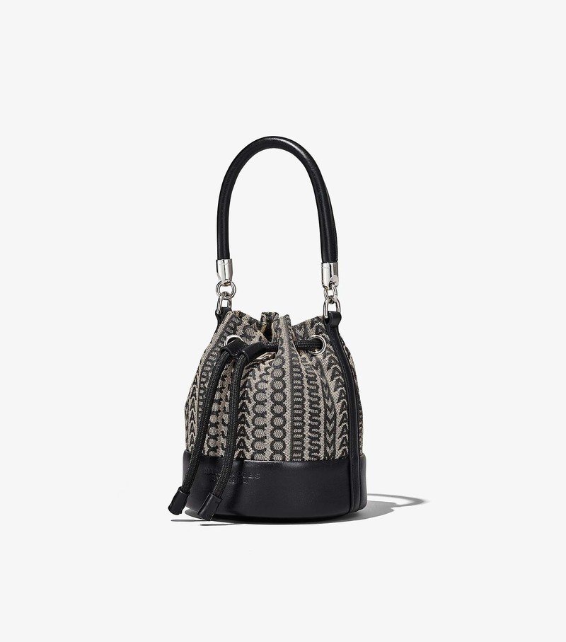 Torebka Bucket Bag Damskie Marc Jacobs Monogram Micro Czarne Białe | 19DOIXMLB