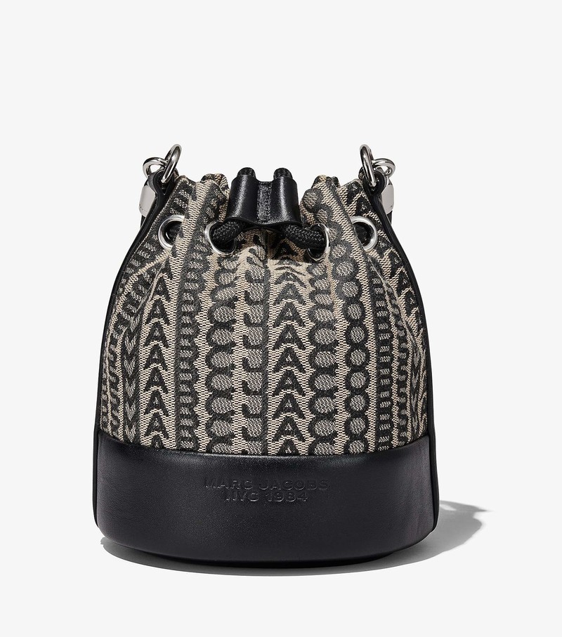 Torebka Bucket Bag Damskie Marc Jacobs Monogram Micro Czarne Białe | 19DOIXMLB