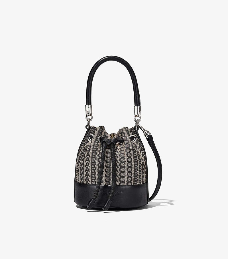 Torebka Bucket Bag Damskie Marc Jacobs Monogram Micro Czarne Białe | 19DOIXMLB