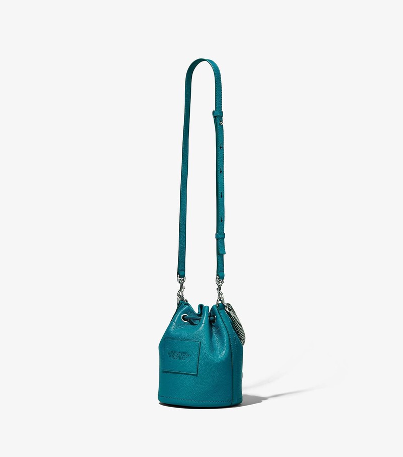 Torebka Bucket Bag Damskie Marc Jacobs Skórzane Niebieskie | 48IVJWSAN