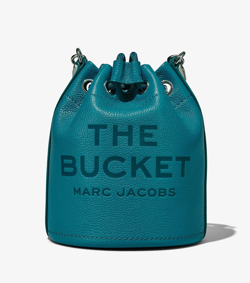 Torebka Bucket Bag Damskie Marc Jacobs Skórzane Niebieskie | 48IVJWSAN