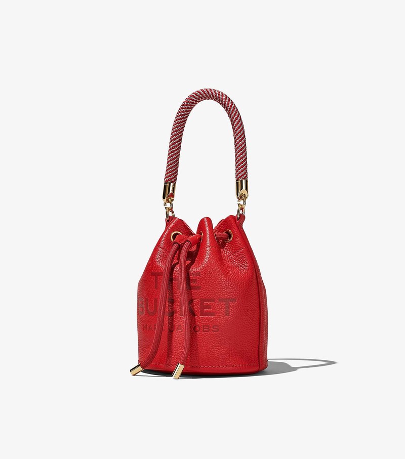 Torebka Bucket Bag Damskie Marc Jacobs Skórzane Czerwone | 51NEOKLZR