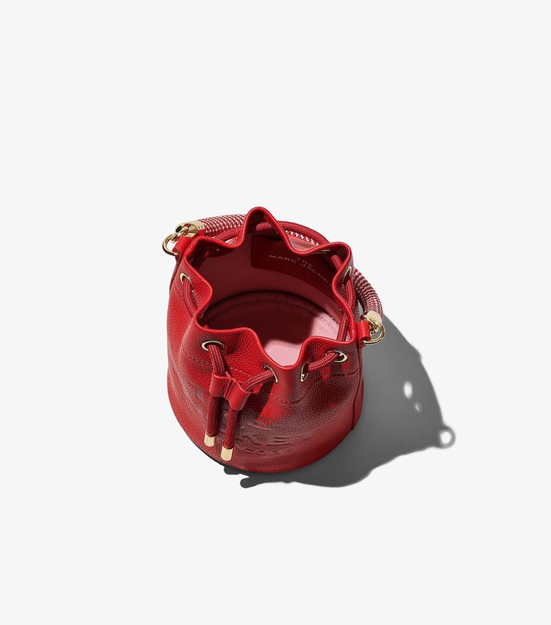 Torebka Bucket Bag Damskie Marc Jacobs Skórzane Czerwone | 51NEOKLZR