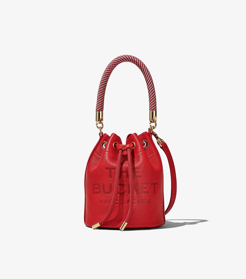 Torebka Bucket Bag Damskie Marc Jacobs Skórzane Czerwone | 51NEOKLZR