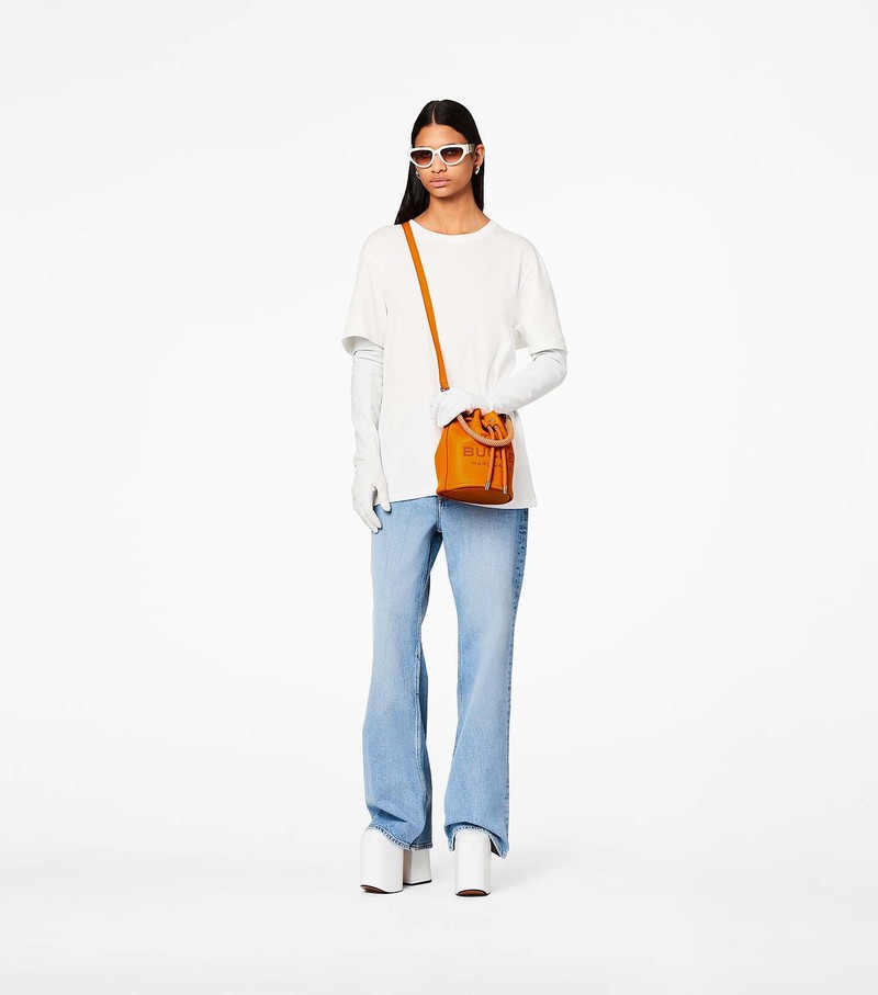 Torebka Bucket Bag Damskie Marc Jacobs Skórzane Pomarańczowe | 53AKYOTRB