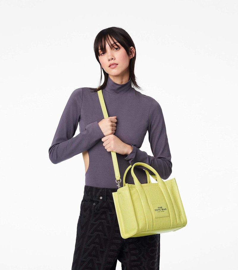 Torebki Małe Damskie Marc Jacobs Croc-Embossed Tote Żółte | 07XCKEZPB