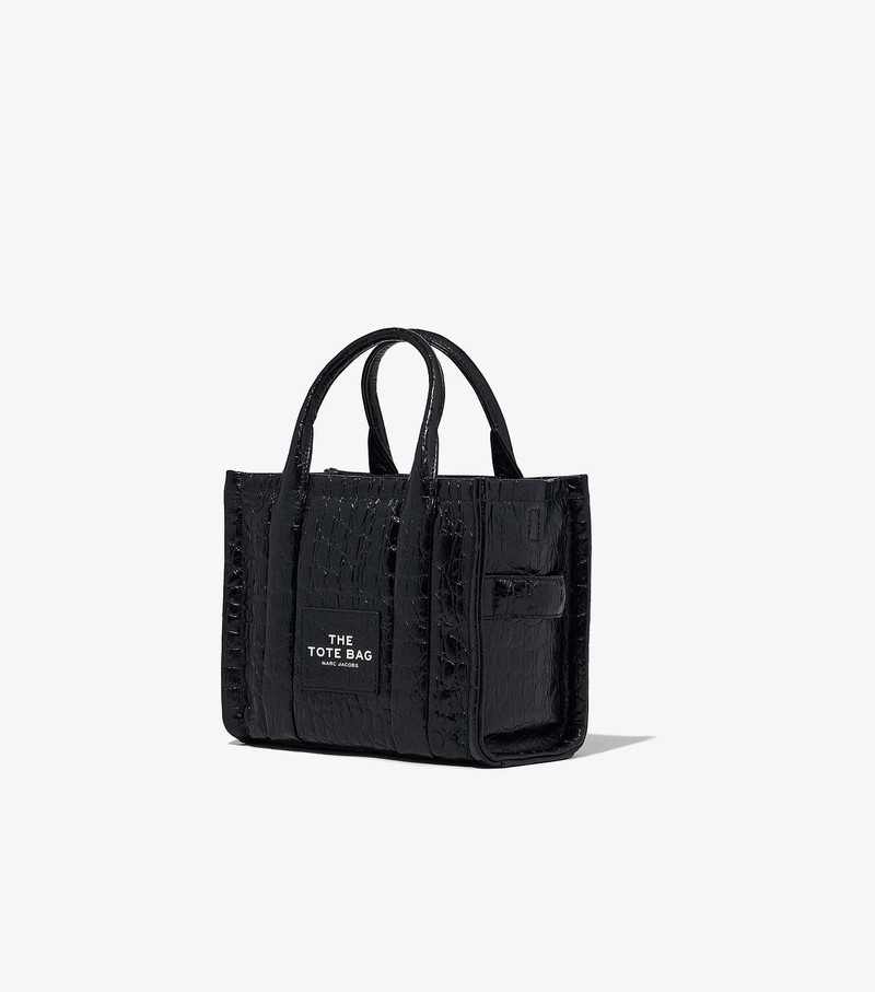 Torebki Małe Damskie Marc Jacobs Croc-Embossed Tote Czarne | 08BDXTCUP