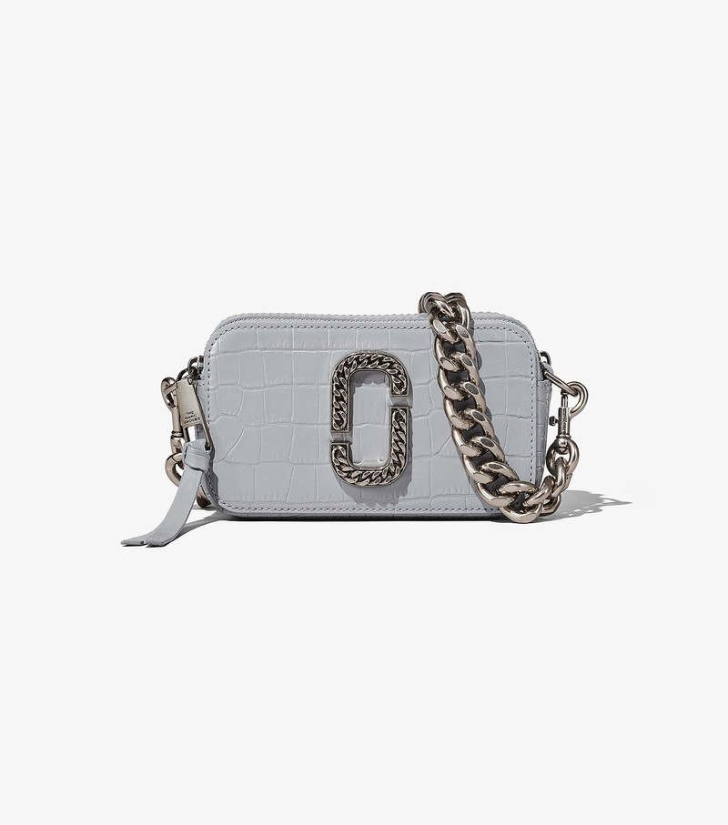 Torebki Małe Damskie Marc Jacobs Croc-Embossed Snapshot Szare | 53ERXZTWD