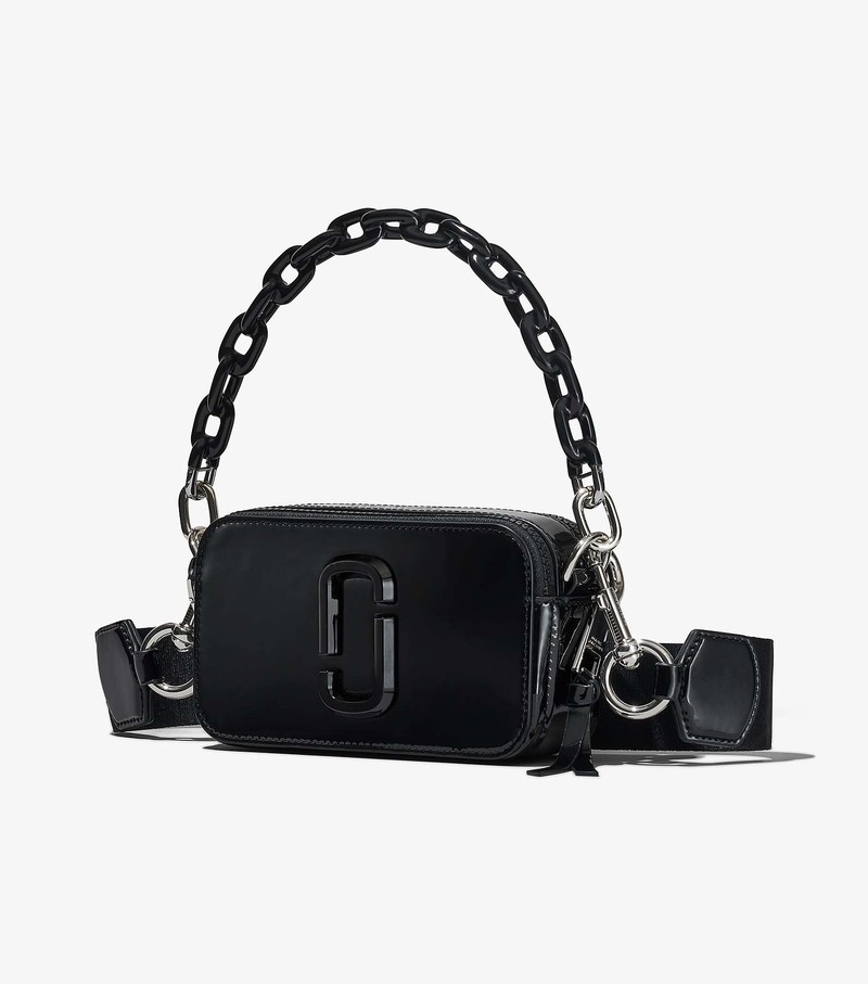 Torebki Małe Damskie Marc Jacobs Lakierowana Skórzane Snapshot Czarne | 06JHZODLC