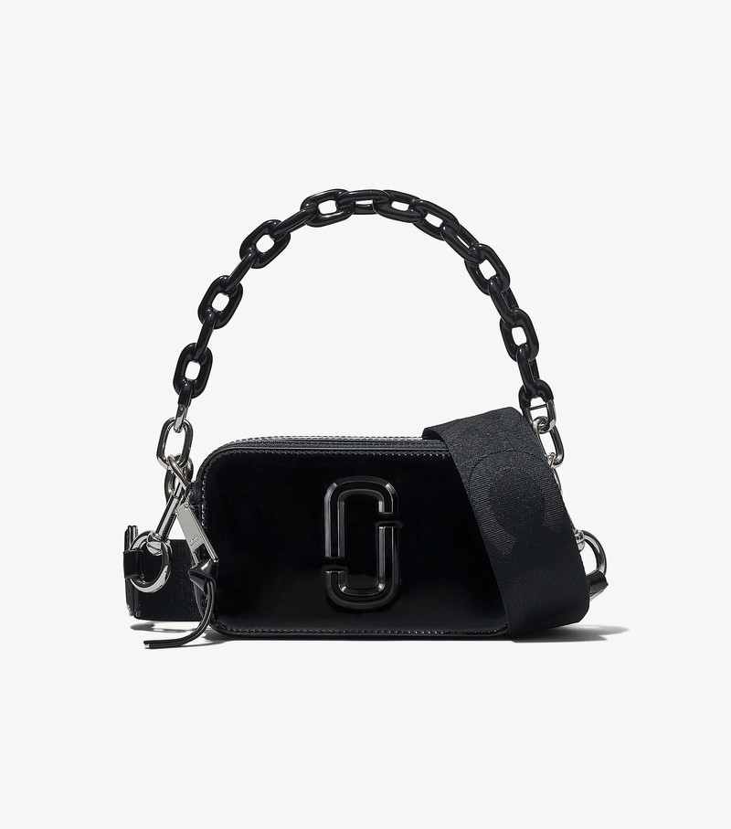 Torebki Małe Damskie Marc Jacobs Lakierowana Skórzane Snapshot Czarne | 06JHZODLC