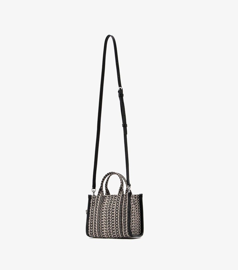 Torebki Małe Damskie Marc Jacobs Monogram Micro Tote Czarne Białe | 75RSYKWJU