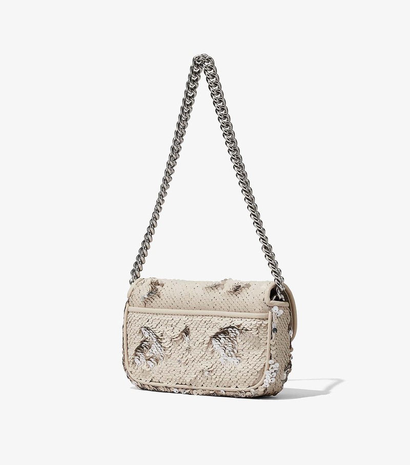 Torebki Małe Damskie Marc Jacobs Sequin J Marc Kremowe Srebrne | 62BWMIOGC