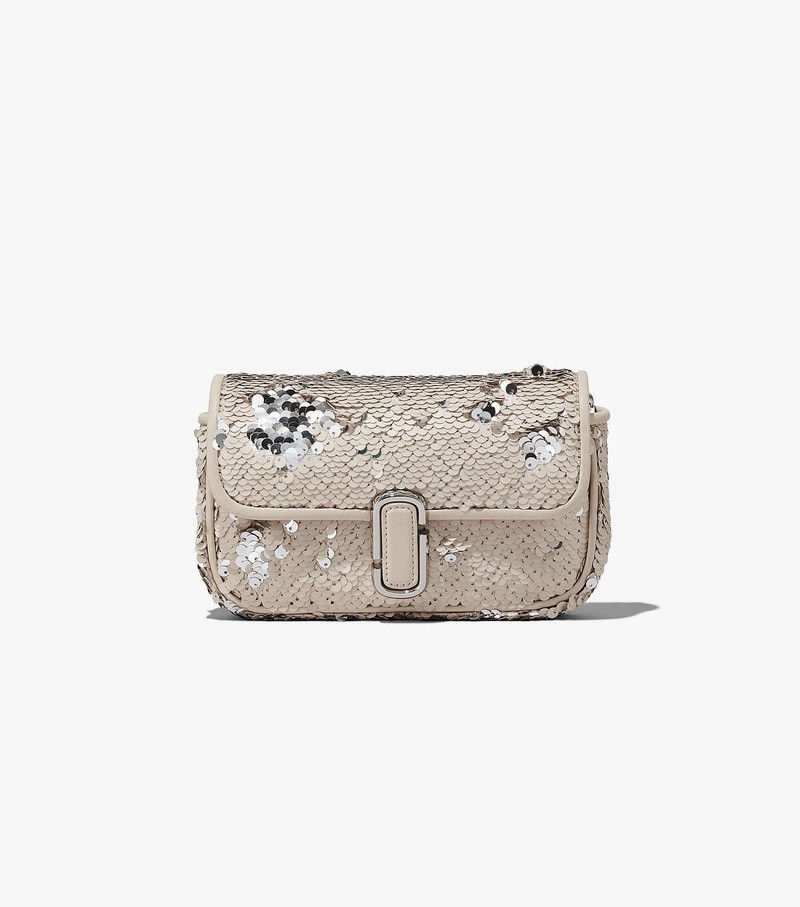 Torebki Małe Damskie Marc Jacobs Sequin J Marc Kremowe Srebrne | 62BWMIOGC