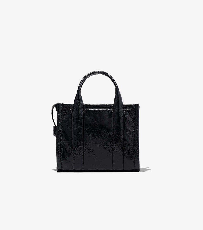 Torebki Małe Damskie Marc Jacobs Shiny Crinkle Tote Czarne | 06RQNMOHS