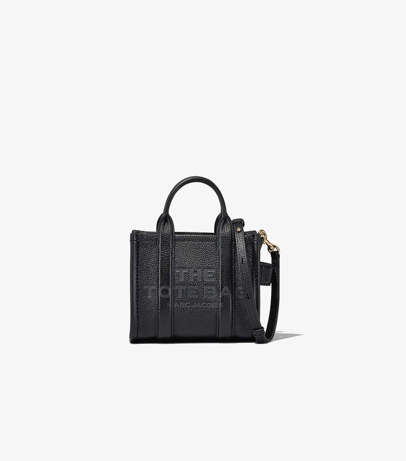 Torebki Małe Damskie Marc Jacobs Skórzane Micro Tote Czarne | 19QWHVYSD