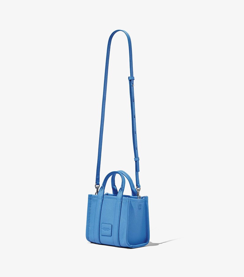 Torebki Małe Damskie Marc Jacobs Skórzane Micro Tote Niebieskie | 21JALZMGU