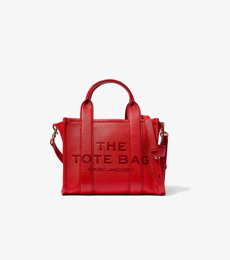 Torebki Małe Damskie Marc Jacobs Skórzane Tote Czerwone | 98KXPCUND