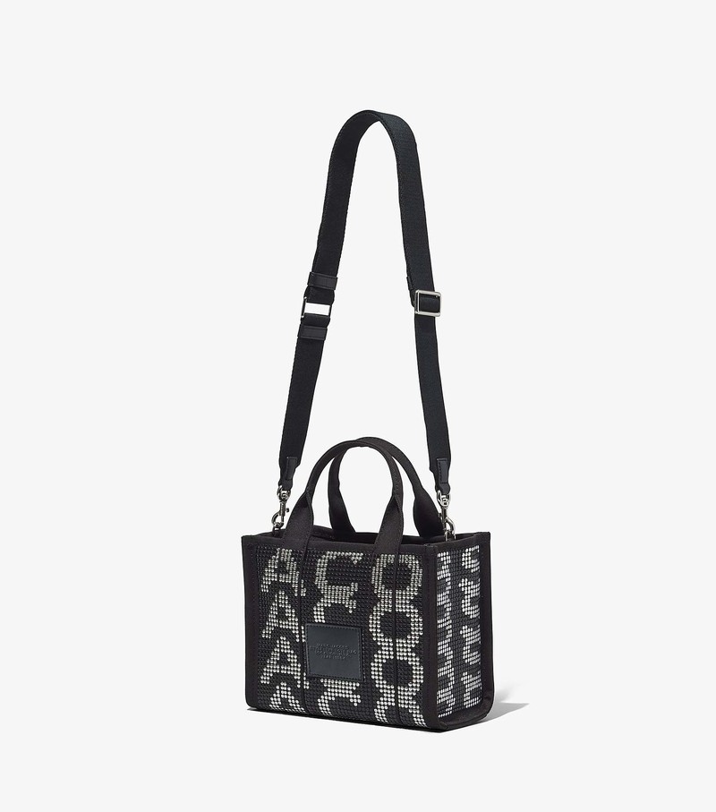 Torebki Małe Damskie Marc Jacobs Studded Monogram Tote Czarne Szare | 87HQMVPXR