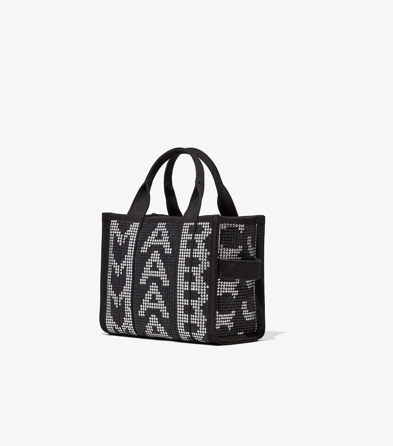 Torebki Małe Damskie Marc Jacobs Studded Monogram Tote Czarne Szare | 87HQMVPXR