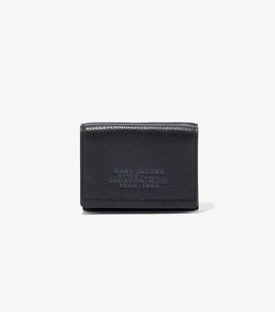 Duże Portfele Damskie Marc Jacobs Skórzane Medium Trifold Czarne | 26MOBKAIE