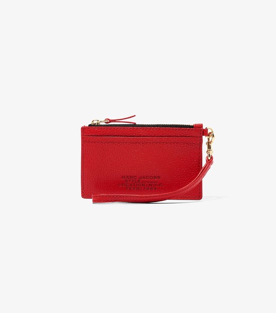 Małe Portfele Damskie Marc Jacobs Skórzane Top Zip Wristlet Czerwone | 18NZVDCEP