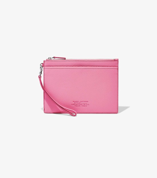 Małe Portfele Damskie Marc Jacobs Skórzane Small Wristlet Różowe | 54VBJYNXP