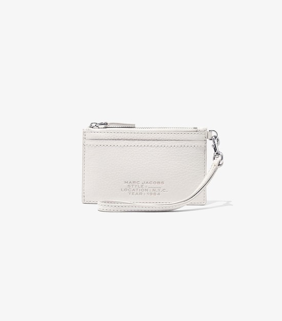 Małe Portfele Damskie Marc Jacobs Skórzane Top Zip Wristlet Białe | 92AEDYURO