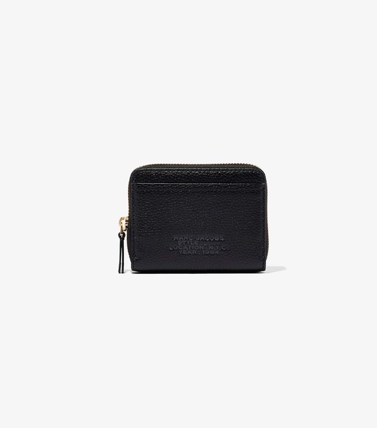 Małe Portfele Damskie Marc Jacobs Skórzane Zip Around Czarne | 98FCXKGSA