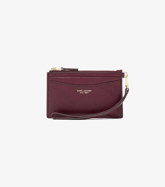 Małe Portfele Damskie Marc Jacobs Slim 84 Top Zip Wristlet Bordowe | 16NBEYAWT